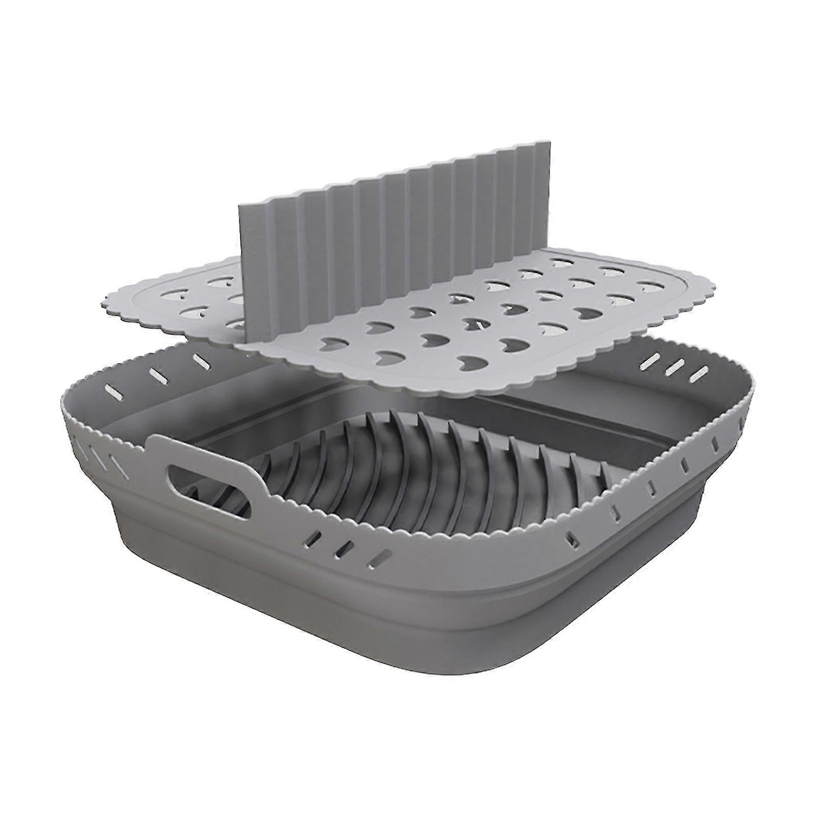 Folding Gray Partition Pad Square Air Fryer Silicone Baking Tray Silicone