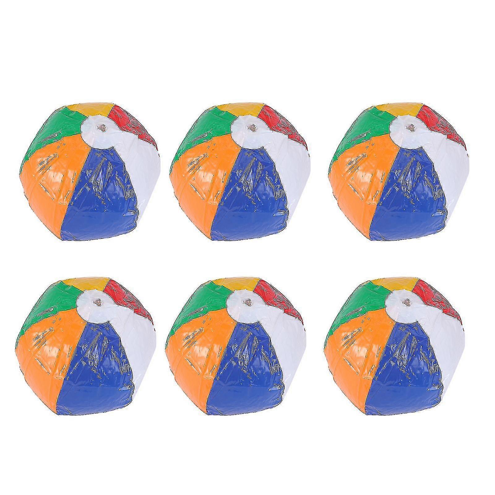 6pcs Rainbow Color Party Pack Inflatable Beach Balls Balls
