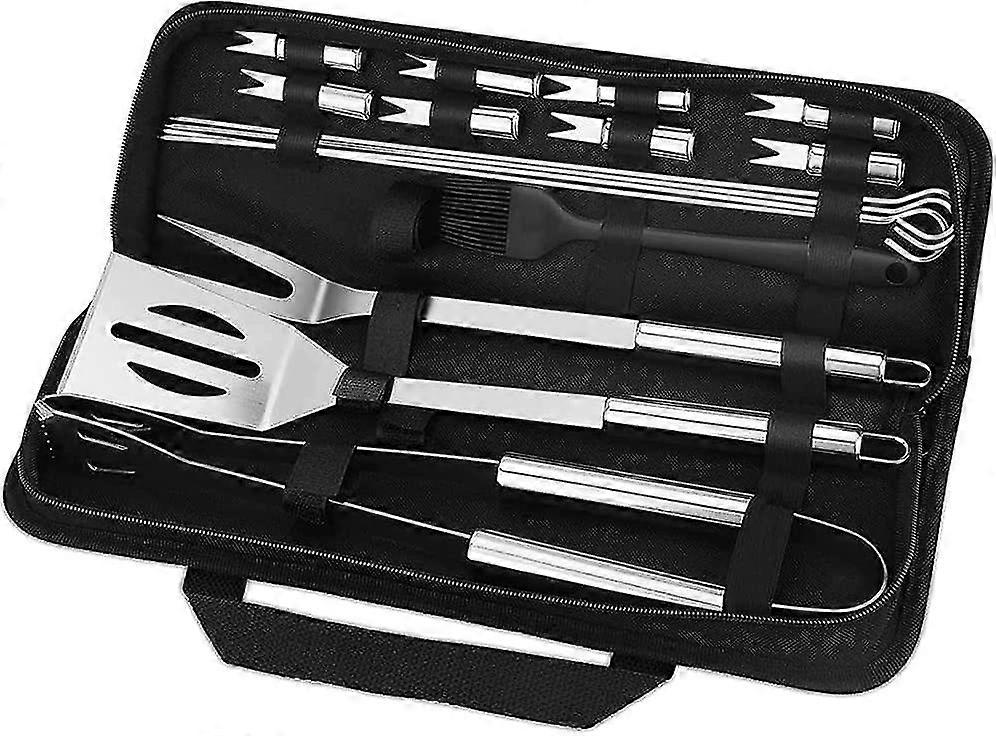 Bbq Tool Set, 16pcs Bbq Stainless Steel Utensils For Grilling With Storage Box/spatula/fork/tongs/skewers And Brush
