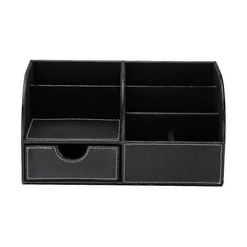 Leather Multi-function Pen Holder, Cosmetic Storage Box, Office Stationery Desktop Storage Box