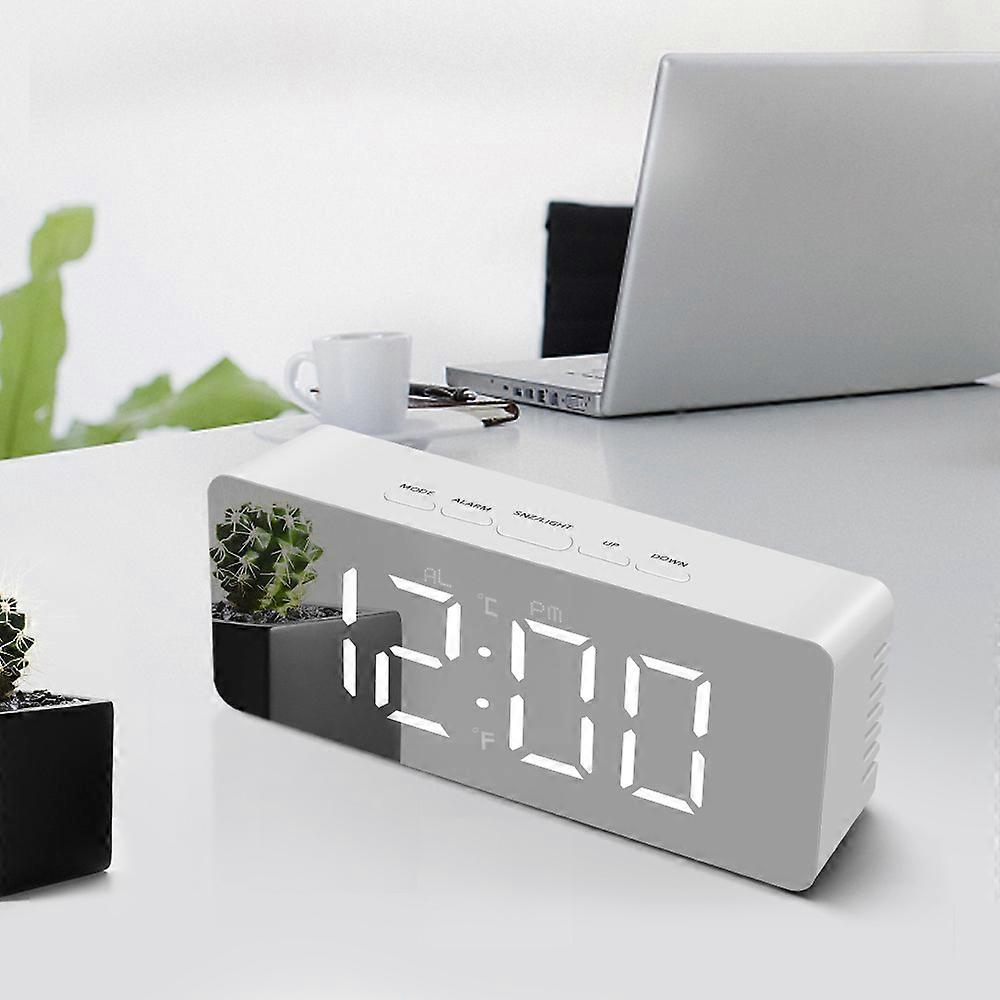 Mirror Alarm Clock, Digital Alarm Clock with Date/Temperature/Sno