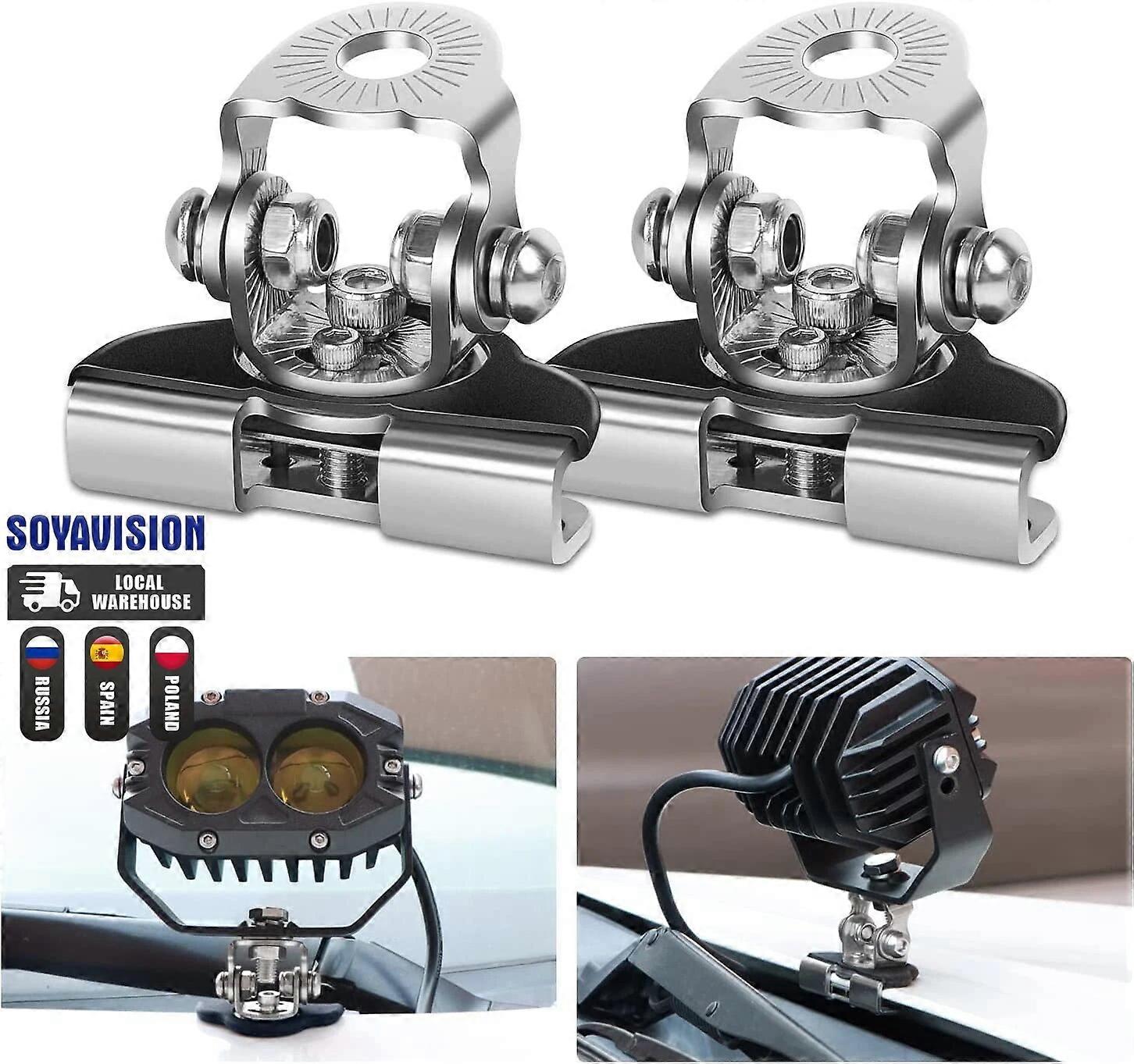 2pcs/set αυτοκίνητο τοποθετεί το ελαφρύ στήριγμα εργασίας σφιγκτήρα από ανοξείδωτο χάλυβα κουκούλα πυλώνων Offroad οδήγησε φως εργασίας κάτοχος μπαρ αξεσουάρ Universal