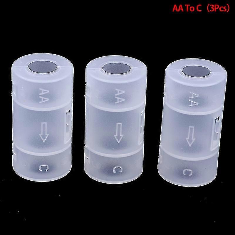 3pcs Aa To C Battery Adaptor Holder Case Converter Switcher