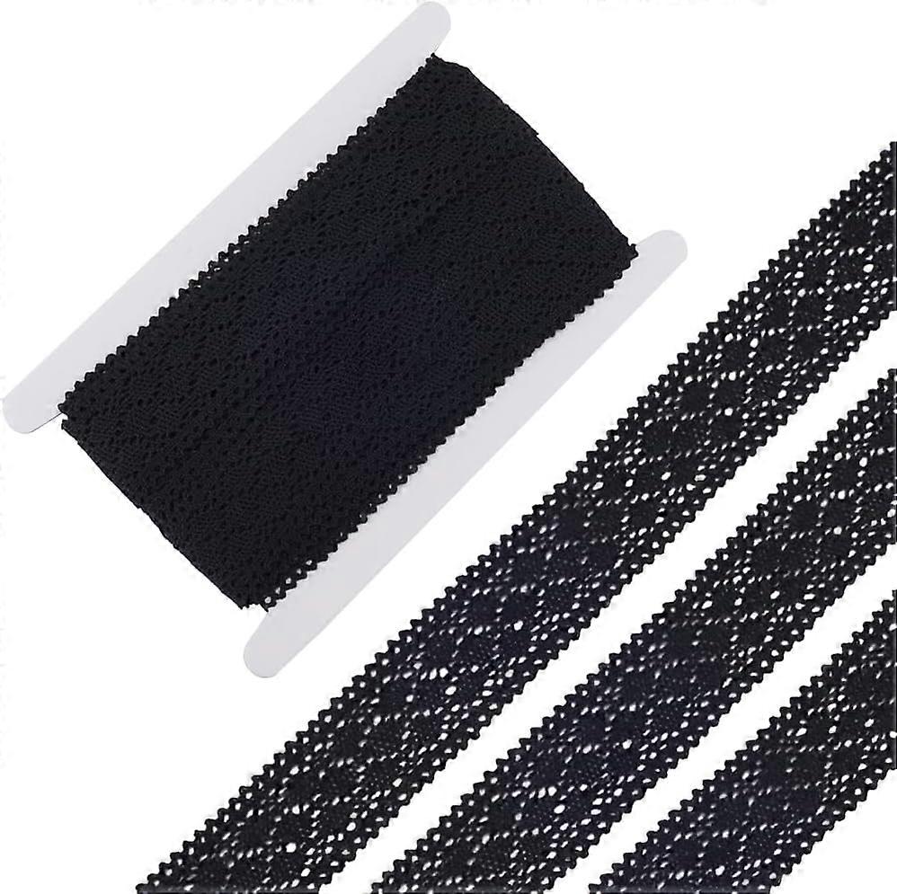 10 Yards 1.65" Black Lace Crochet Trim Vintage Lace Ribbon Floral Mesh Cotton Lace for DIY Crafts Sewing Gift Package Wrapping Bridal Wedding Decorati