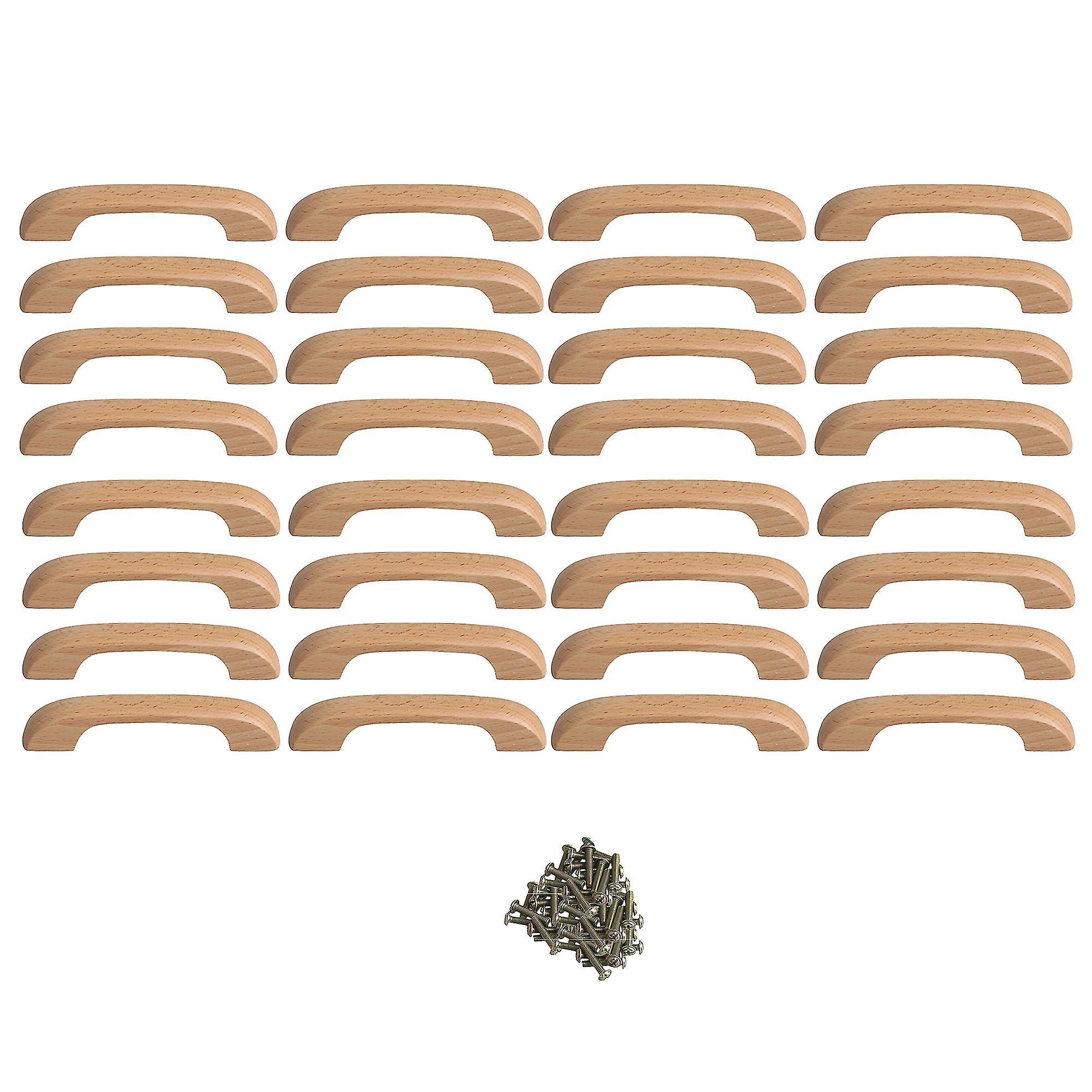 Cabinet Knobs Handles Bridge Pull Handles Hole Distance With Screw 96mm Wooden Color Set Of 32