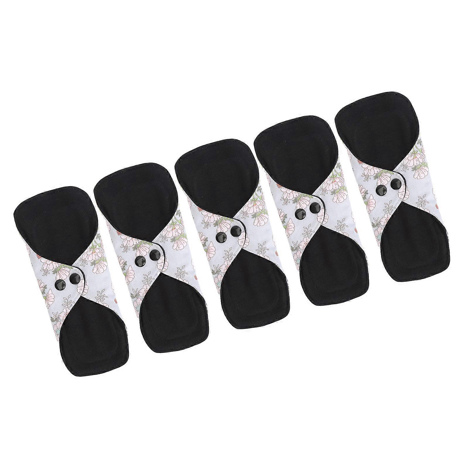 5pcs Reusable Menstrual Pads Strong Water Absorption Soft Cotton Washable Feminine Sanitary Pads L