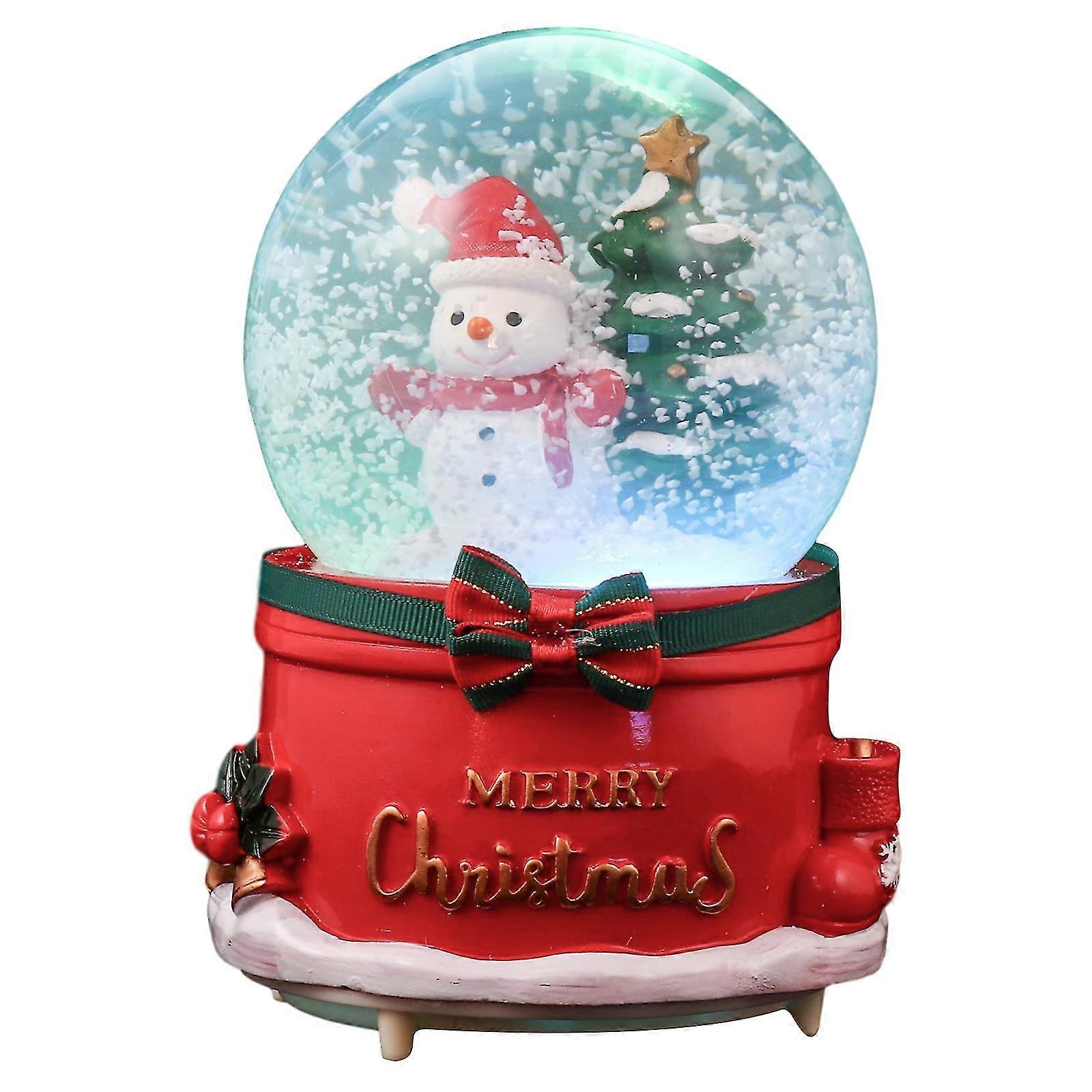 1 Pc Music Box High Quality Professional Durable Premium Christmas Craft Decor Accessories Resin Snow Globe For Office