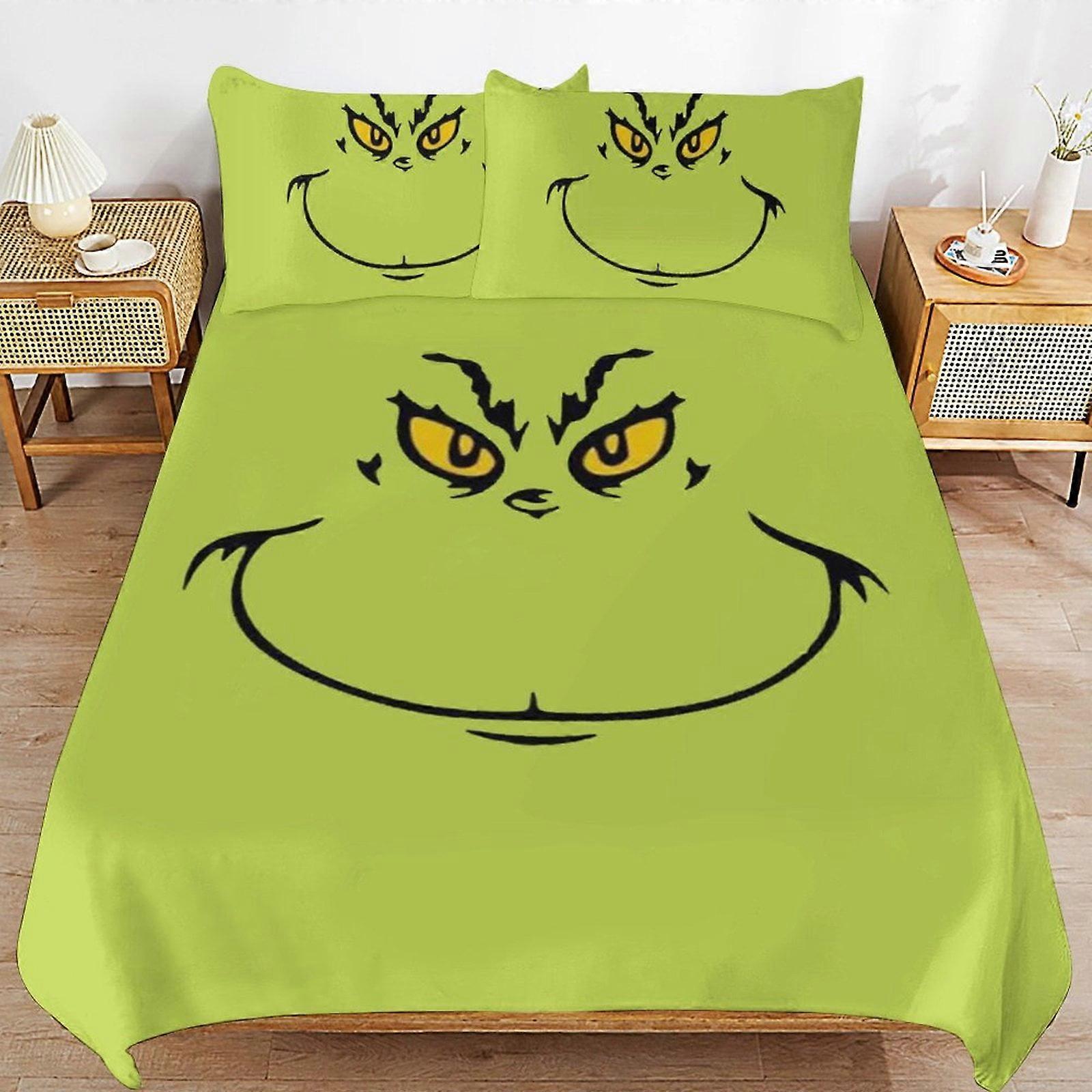 Bedding set WM321 Grinch Bedding Set Duvet Cover Comfortable and Lightweight Cartoon Bedding 3 Piece (Multiple sizes to choose from)  SW321