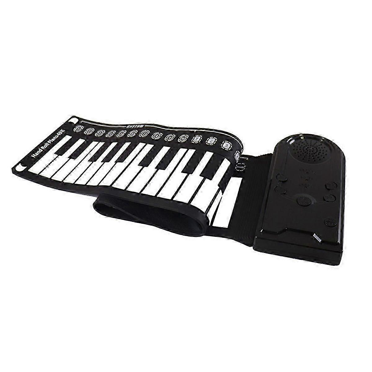 49-key Hand-rolled Piano With Speaker Portable Folding Children's Piano Beginner Piano Teaching Instrument Black