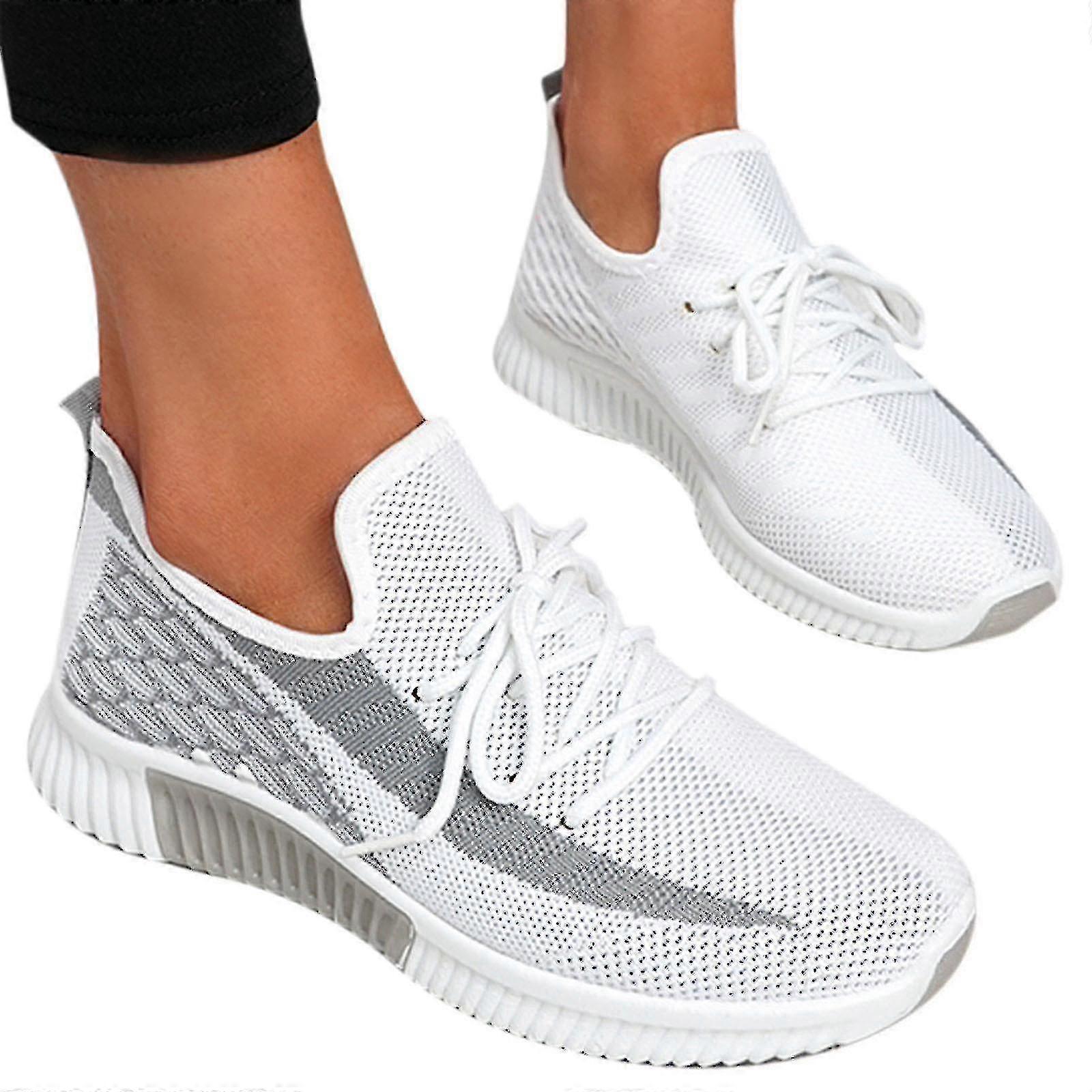 Bayan Ayakkabıları Dantel Up Mesh Örgü Eğitmenler Spor Spor Ayakkabı Ayakkabı