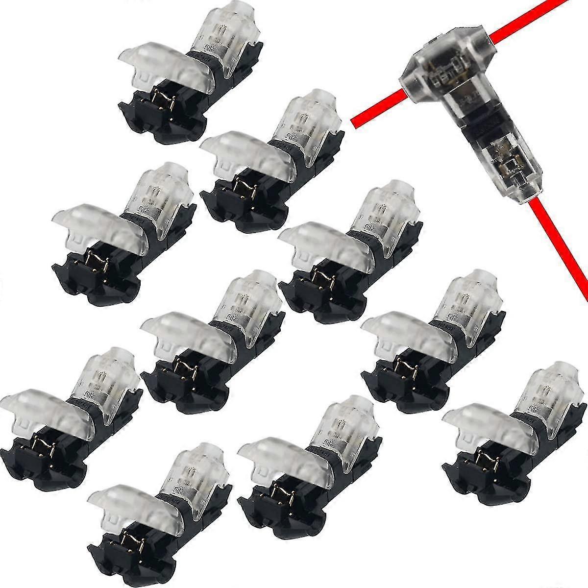 10 pcs Low Voltage T Tap 2 Electrical Wire Connector 2 Way 2 Solderless Without Stripping for Midspa