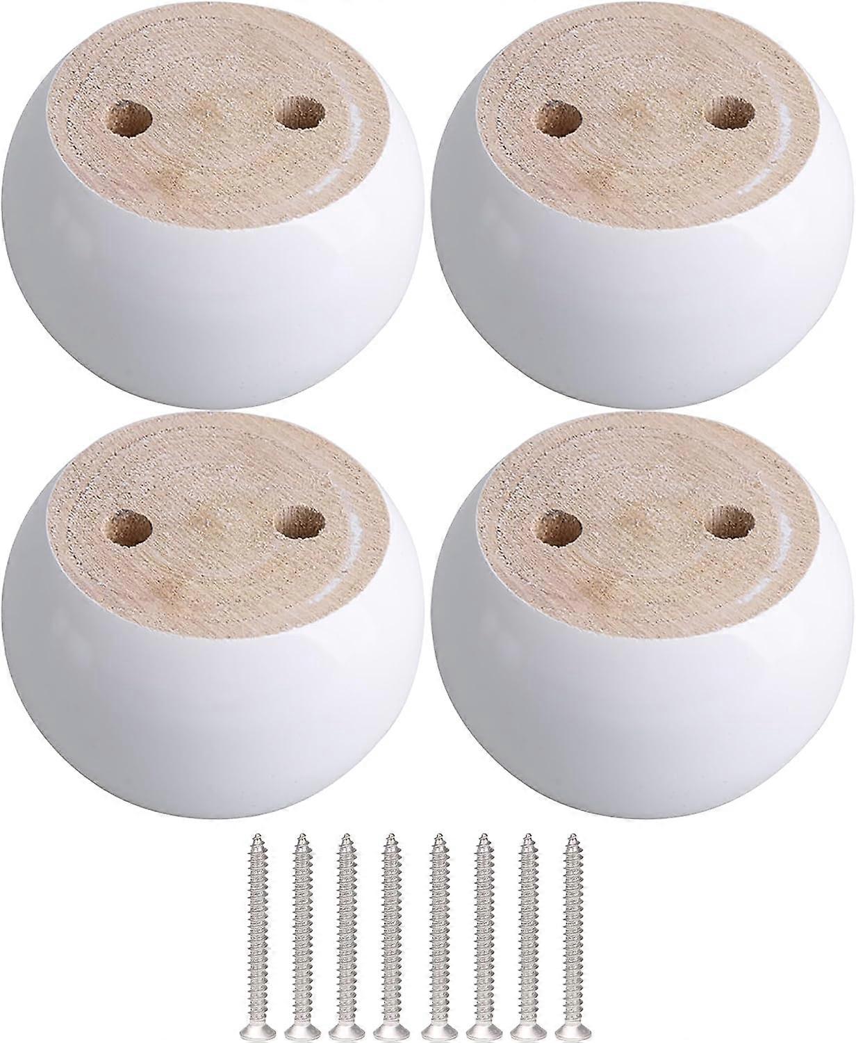 طقم من 4 أرجل أثاث مستديرة من خشب الأوكالبتوس الأبيض 8 × 8 × 5 سم يمكن أن تتحمل وزن حوالي 100 كجم