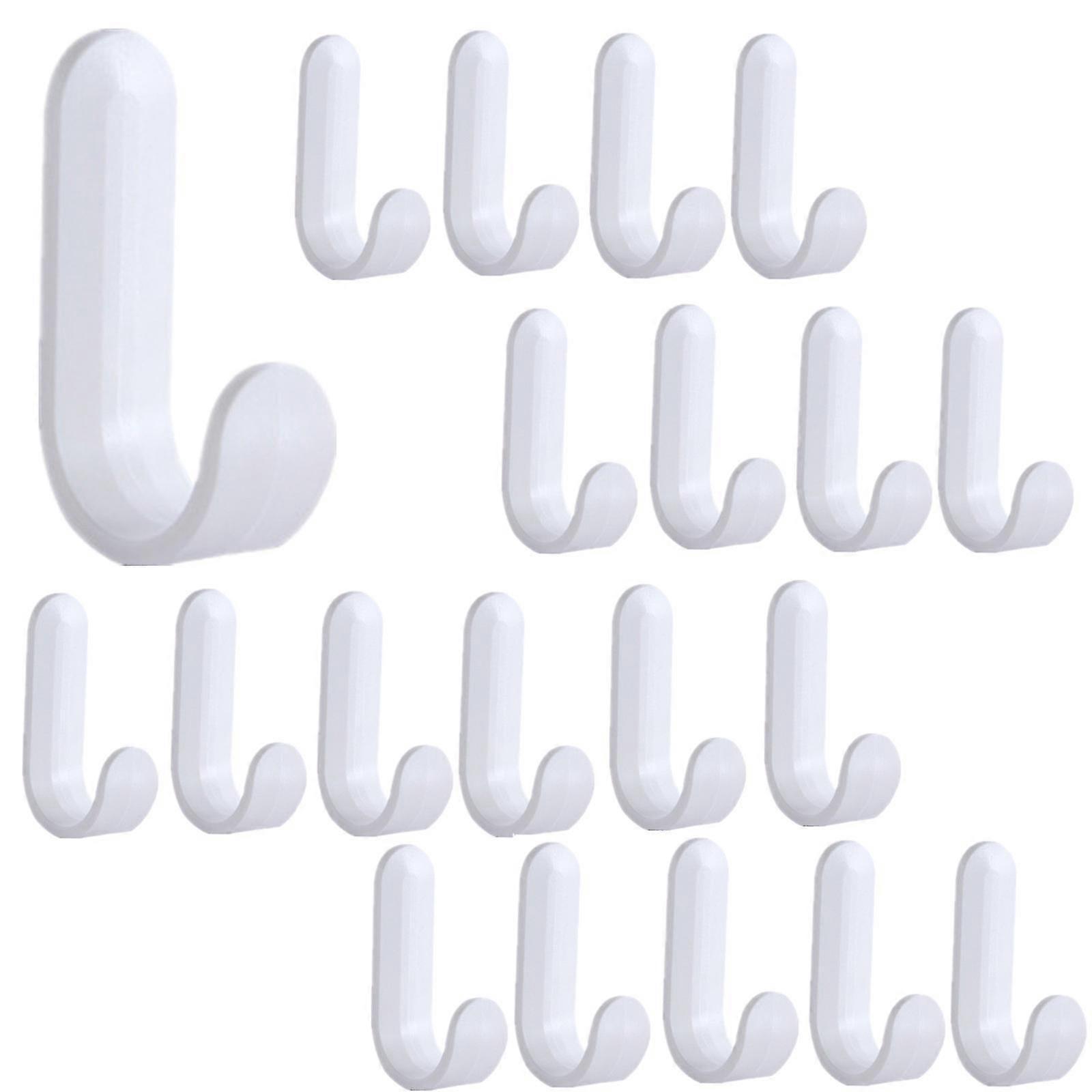 20pcs Colorful Self Adhesive Hooks, Plastic Wall Hook, Coat Rack Hook