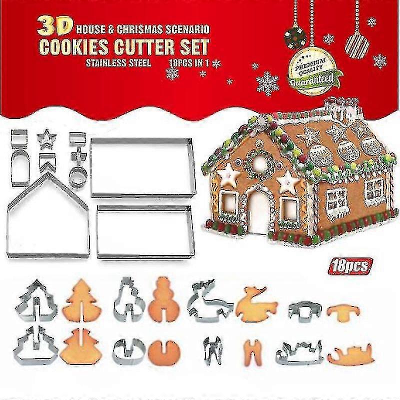 18 Pieces Cookie Cutters Christmas Cookie Molds Set Baking Pan Various Shapes For Baking Cookies Cakes (cookie Cutters For Christmas)