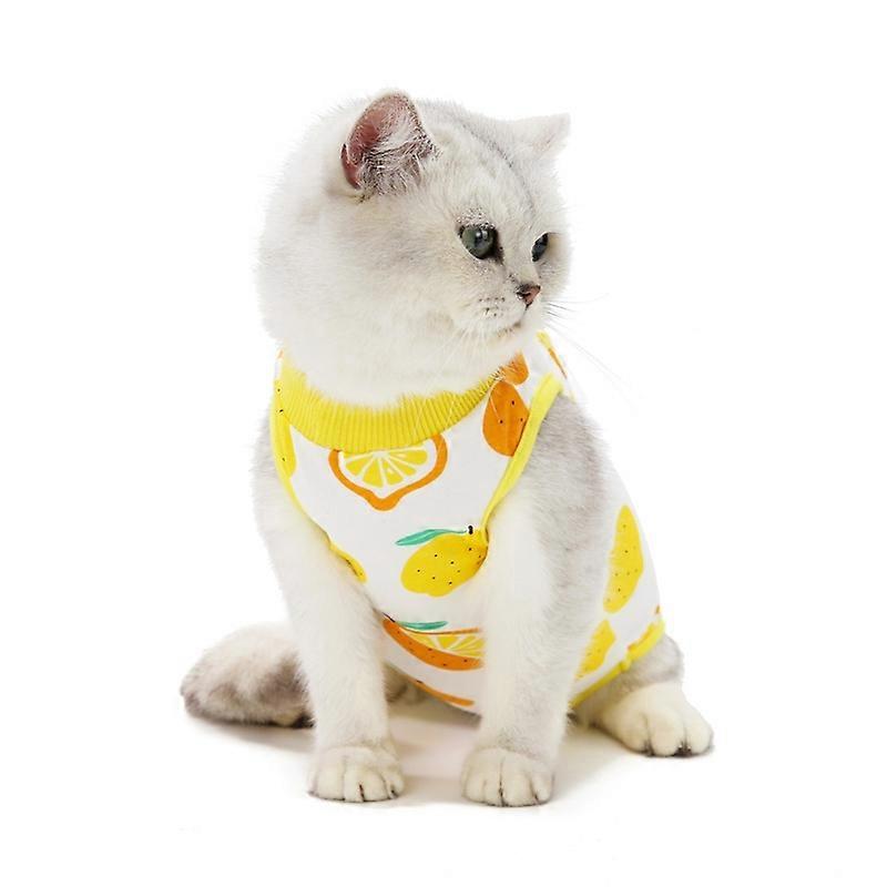 Pet Recovery Suit Soft Thin Breathable Prevent Licking Cotton Print Cat Post Surgery Shirt for Indoo