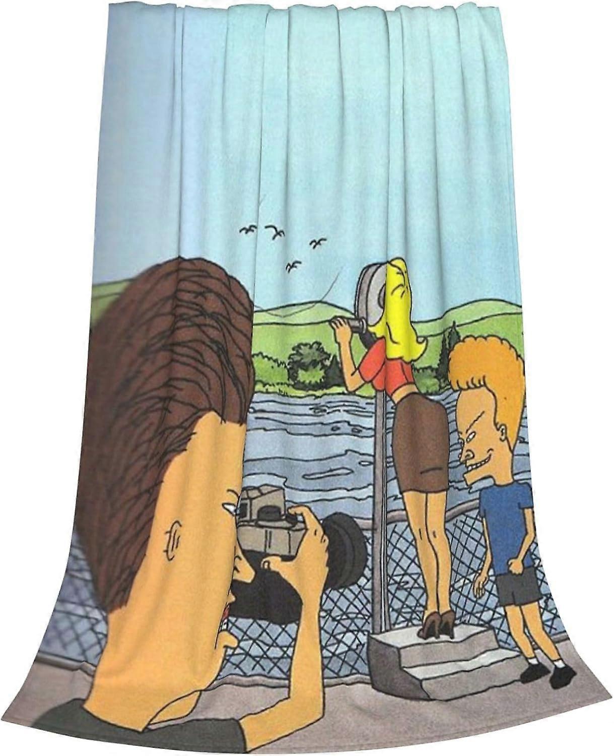 Beavis Humor Butthead Tema Mjuk Flanellfilt Lättvikt Mysig Plysch Kasta Filt för kvinnor män för säng soffa vardagsrum