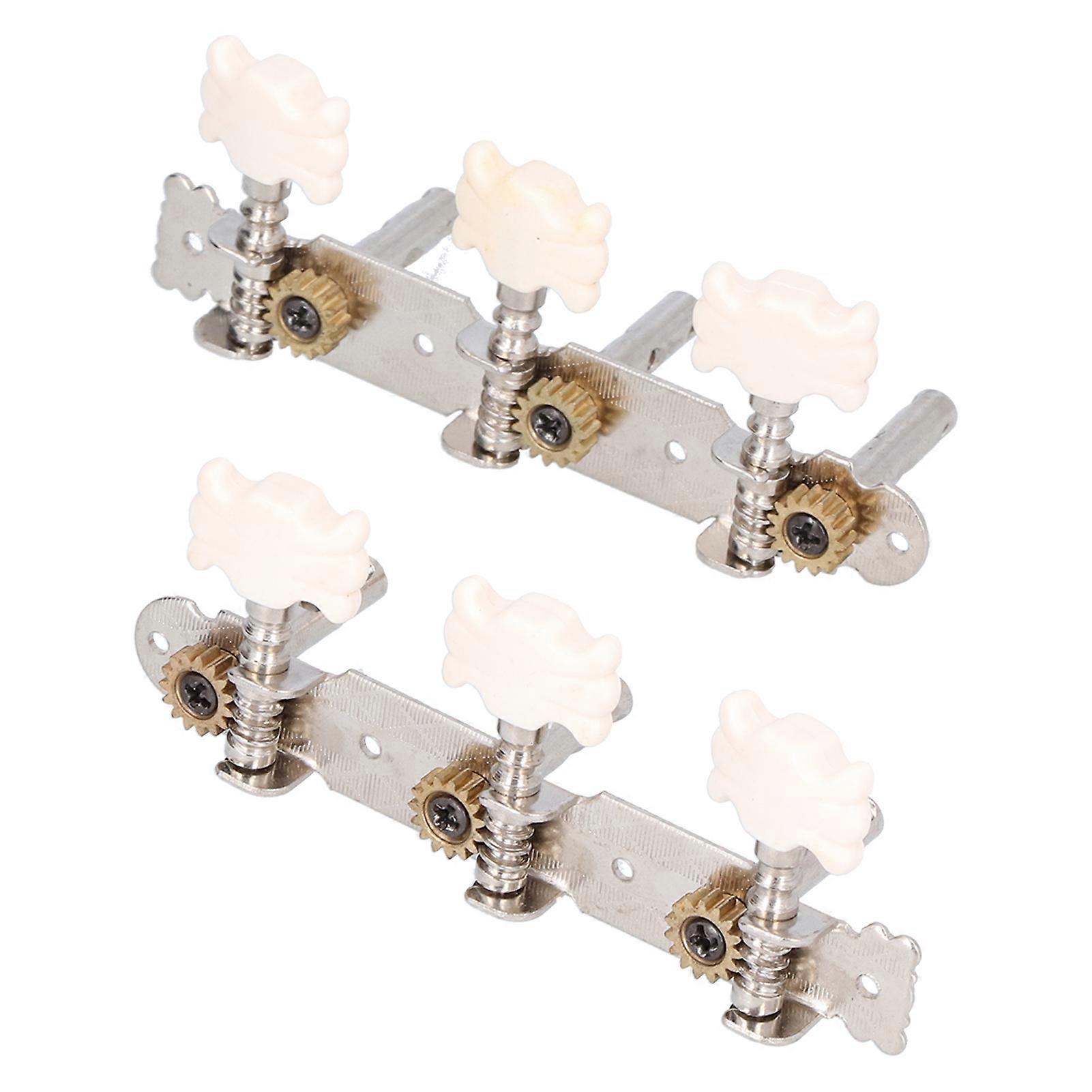 Guitar Tuning Pegs 3-in Line Dual Hole Machine Heads Chrome Plated for Classical Folk Guitars