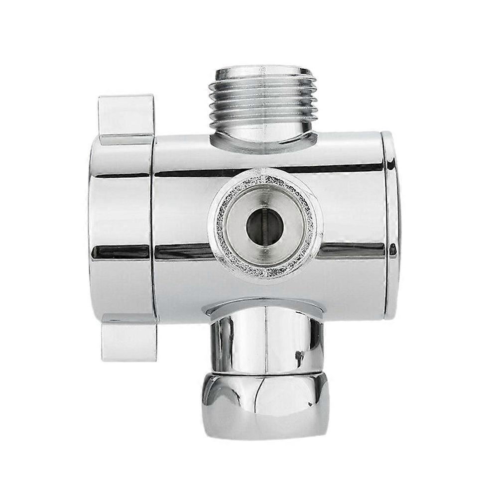 1PC 1/2 Universal Dusch Vattendelare Bas Badrum Dusch Växlande Kran Trevägs Vattenavskiljare för badrum (Silver Cirkulärt Spänne)