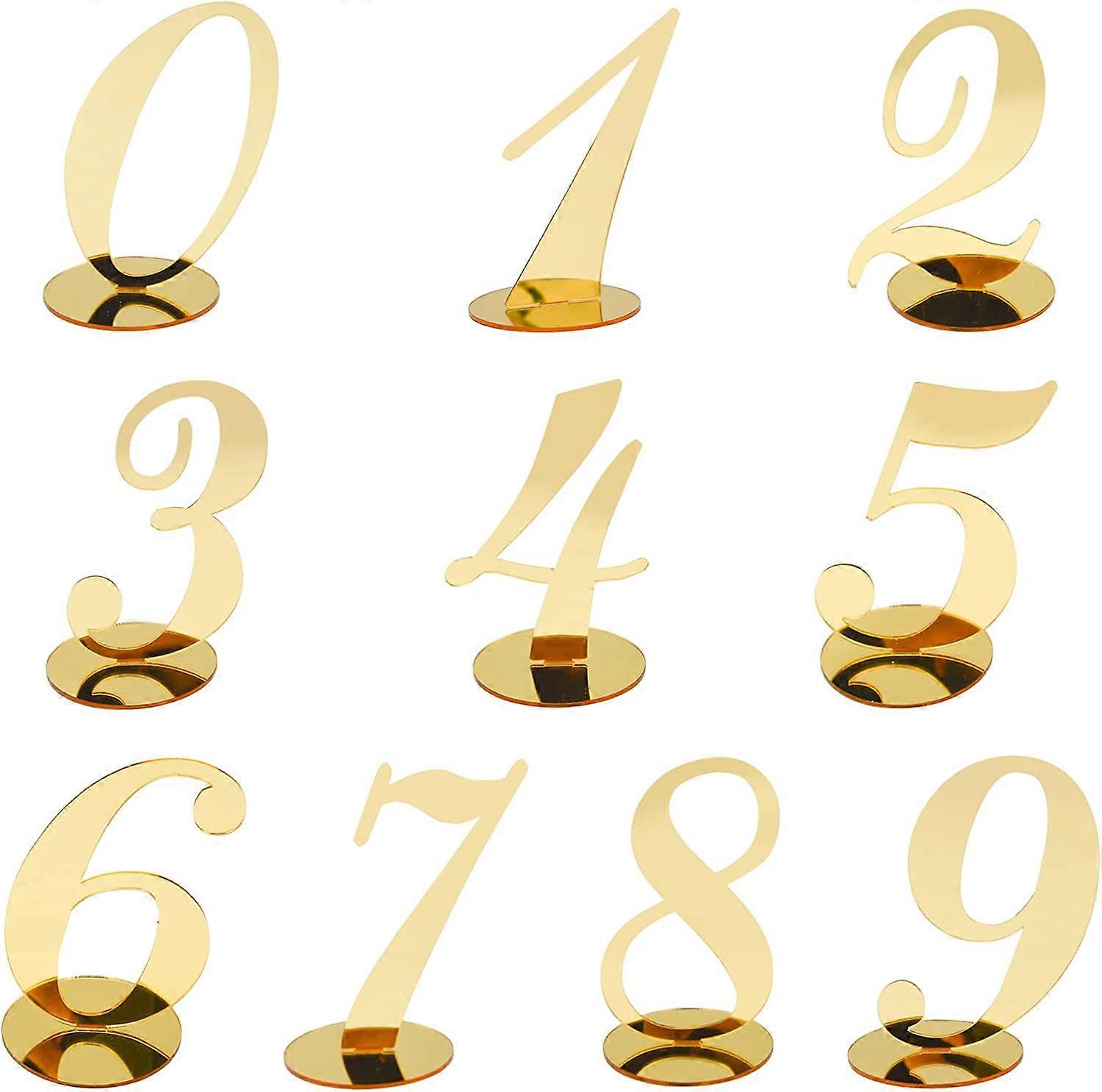 N ° 0-9 Acrylique Miroir Siège Plaque Décoration Table De Réception De Mariage No. (Or)