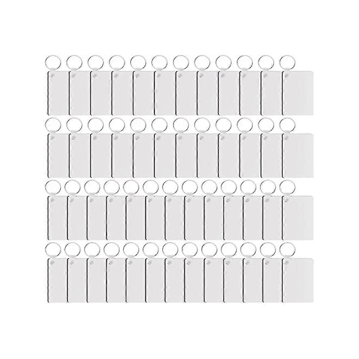 50 Pieces Rectangle Sublimation Keychain Blanks Double Side Heat Transfer Blanks Mdf Blank Board Key Rings Blanks