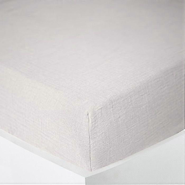 Drap-housse « Noah » toutes tailles « Gaze de coton » - Noah Neige - 140 x 190 cm Gousset 30 cm