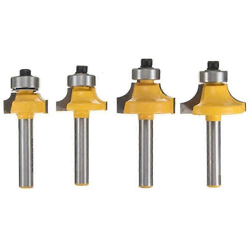 4Pcs 1/4 Inch Round over Router Bits Corner Rounding Edge-Forming Edging Tool Set, 5/16 Inch 3/16 I