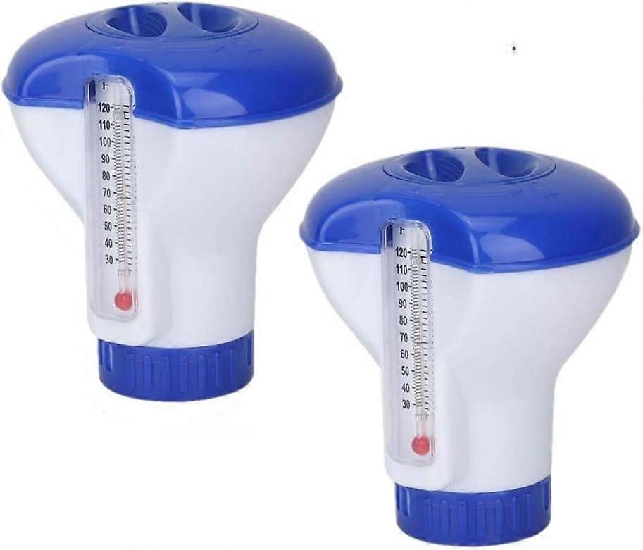 2Pcs Floating Chlorine Dispenser with Thermometer