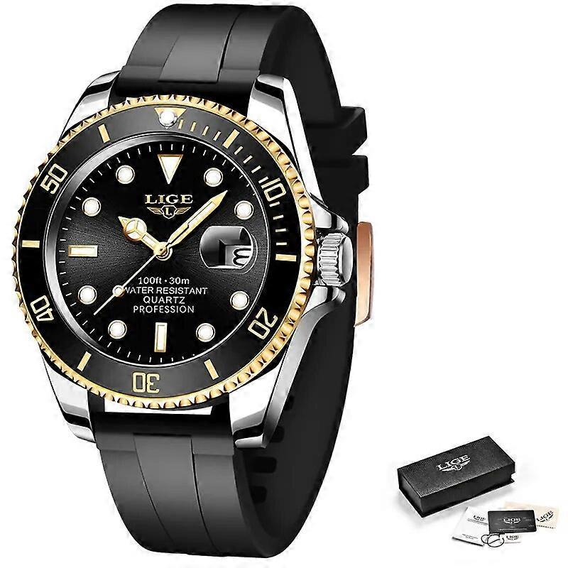 LIGE הסוואה צבאית שעוני גברים ספורט שעון סיליקון לגברים עמיד למים שעון יד קוורץ זוהר זכר Relogio Masculino