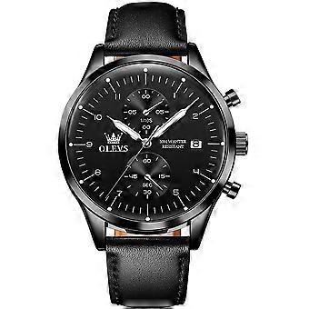 OLEVS 2880 Men Leather Strap Quartz Watch