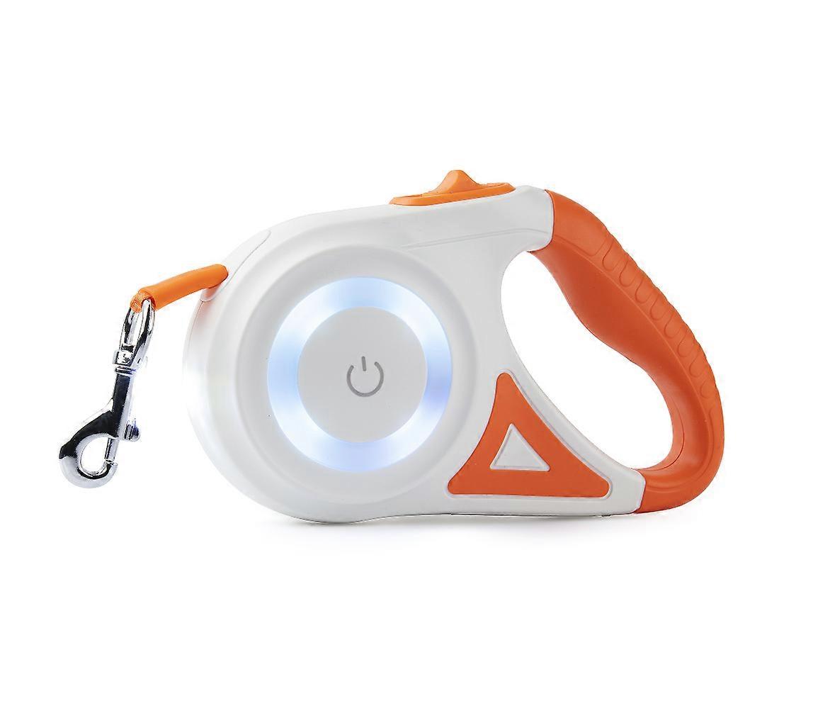 Retractable dog leash with light, dogs or cat orange flashlight
