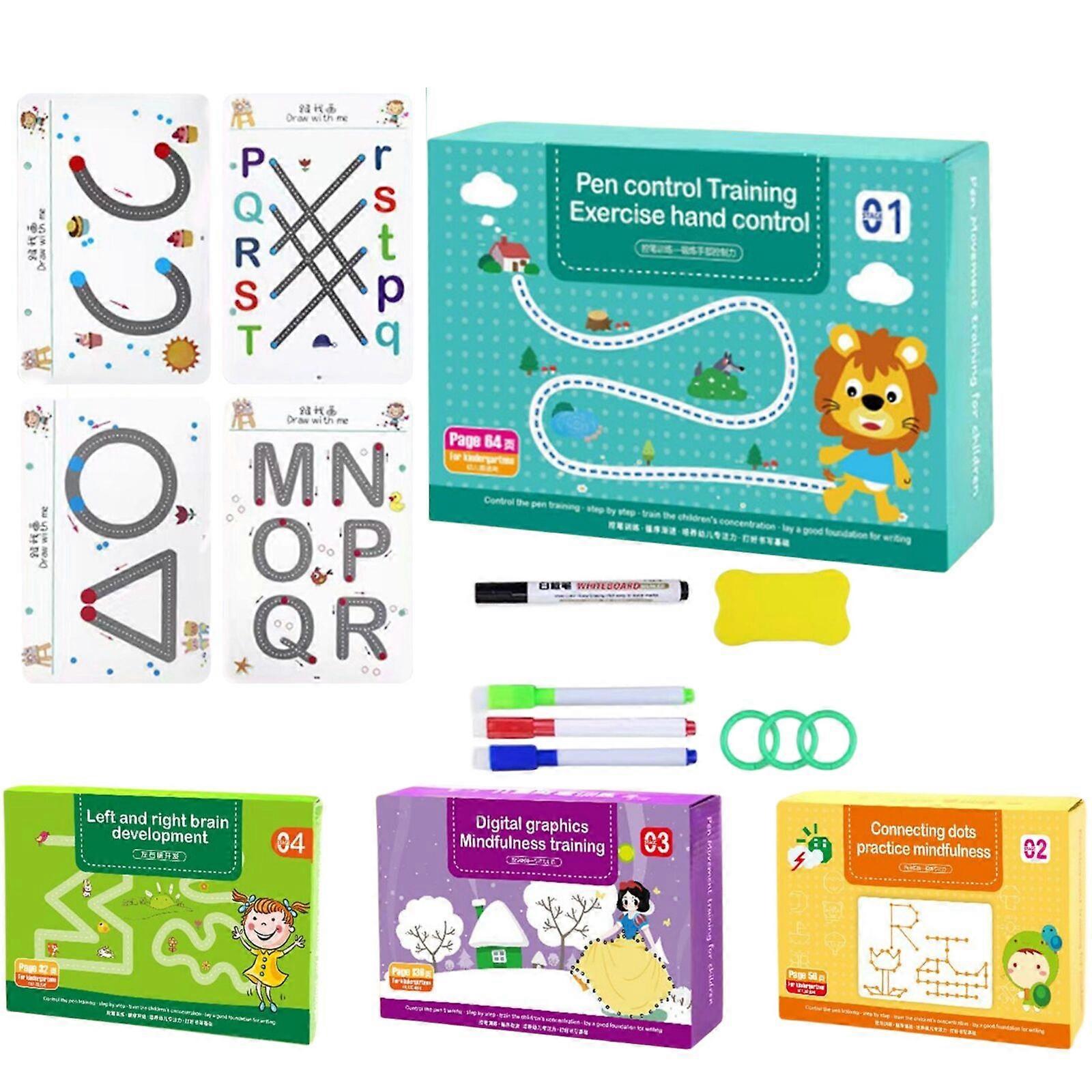 Magical Tracing Workbook Set,Reusable Pen And Eraser,Practice Tracing Books For Kids,100% Brand New