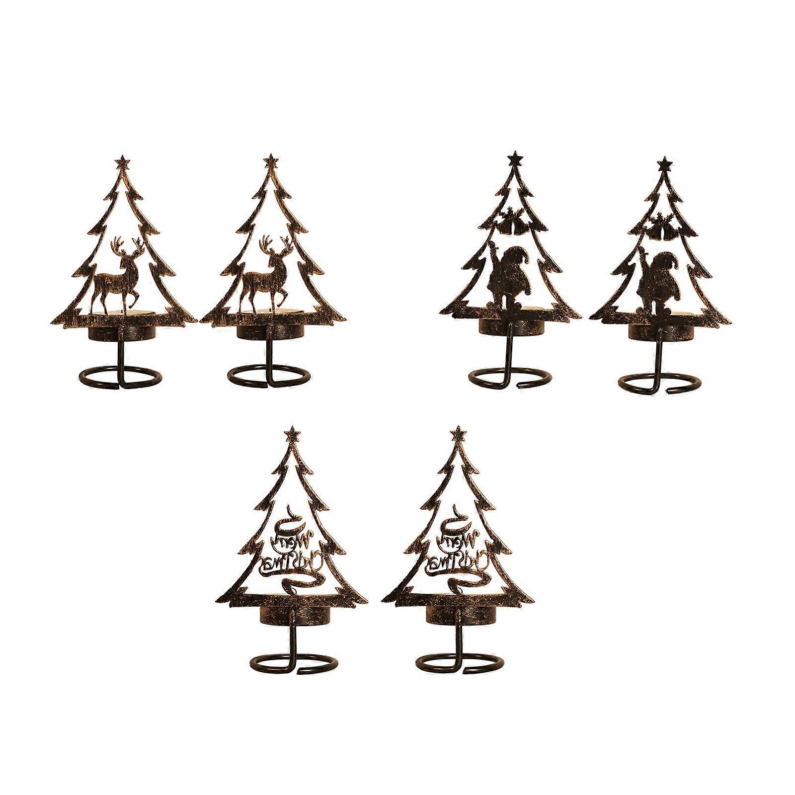 New Christmas Decorations Metal Tree and Reindeer Table Candle Holder, Rust-Proof Tabletop Tealight Centerpiece and Display