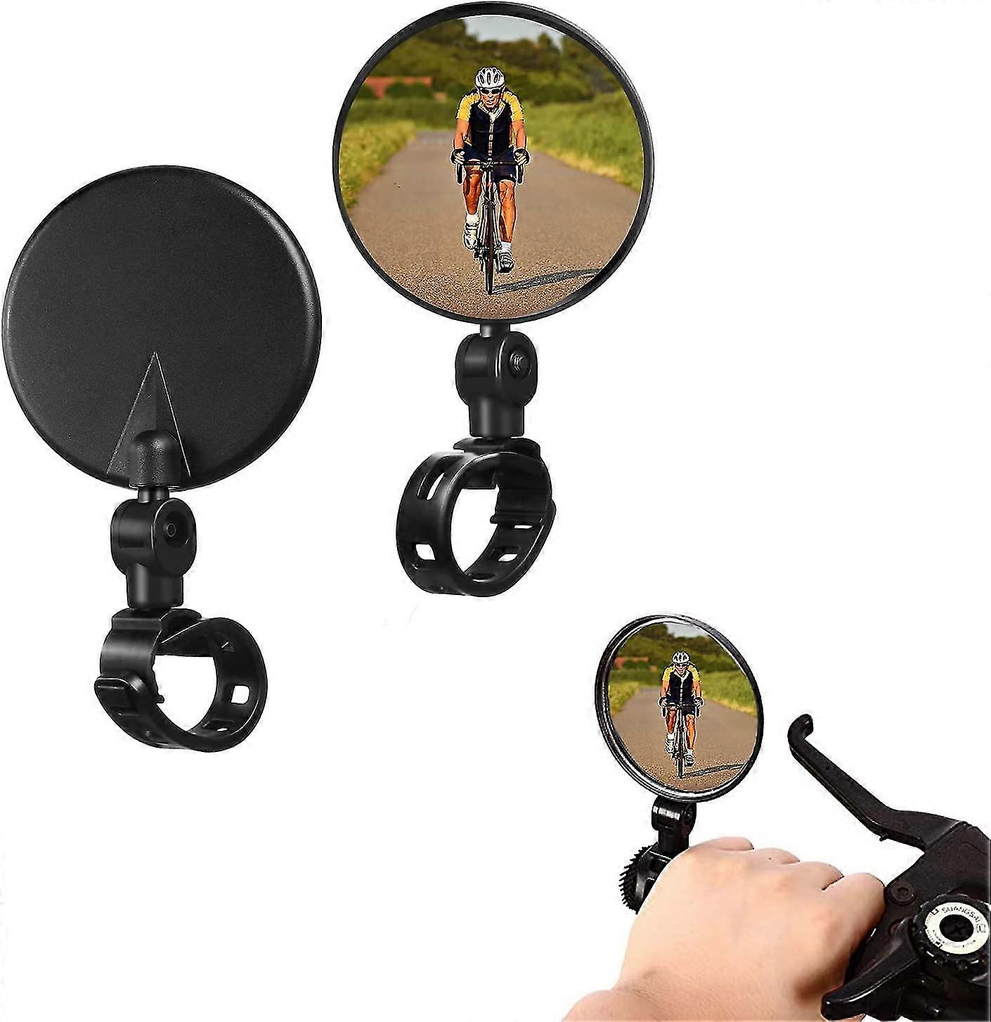 Bike Mirror, 2pcs 360 Degree Adjustable Swivel Handlebar Convex Mirror, Universal Bike Side Mirror