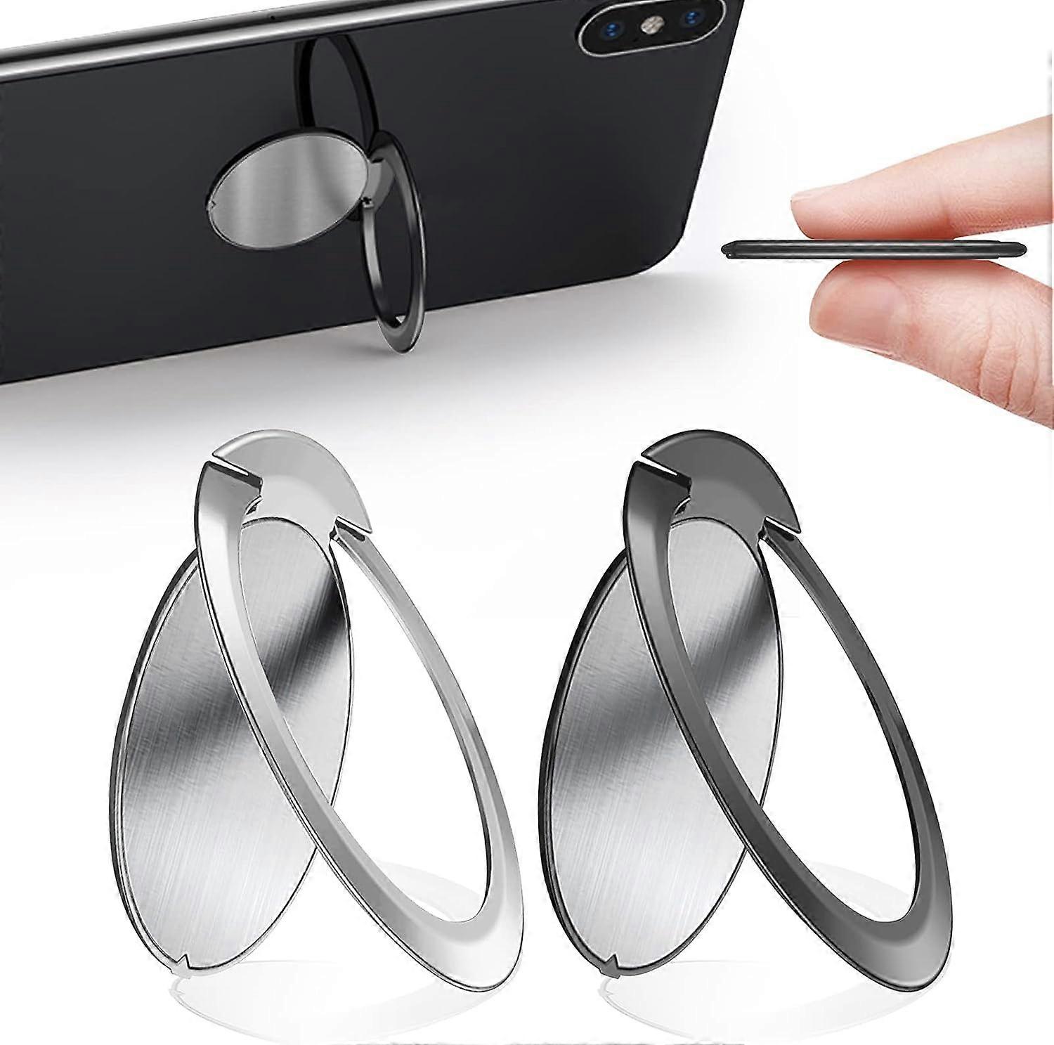 2 Pieces Metal Mobile Phone Ring, Ultra-thin 1.8mm Mobile Phone Ring, 360 Degree Rotation, for All Smartphones