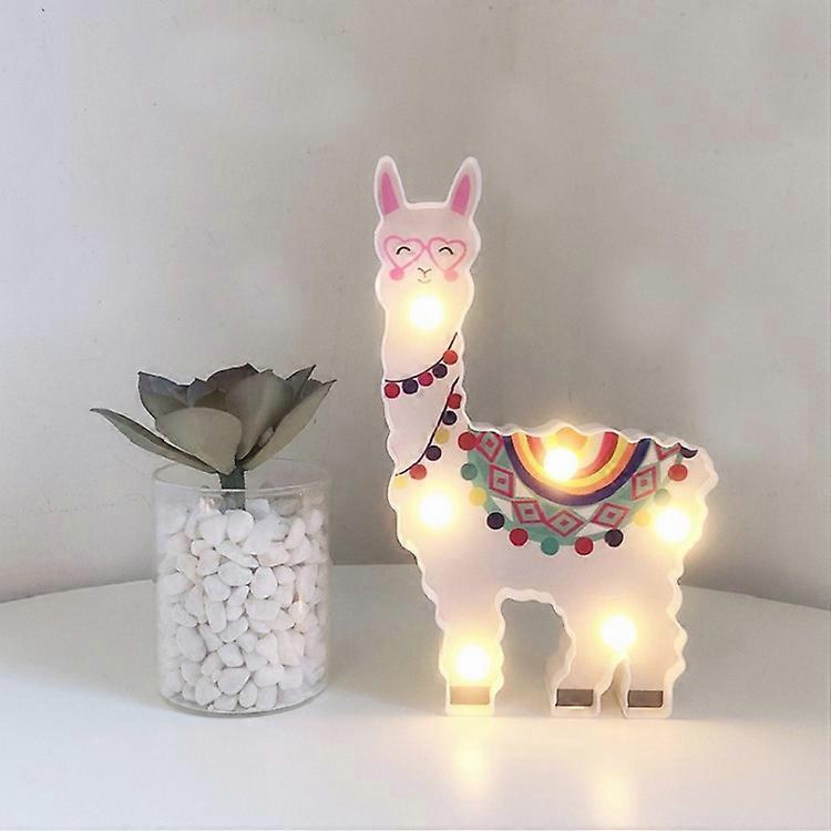LED Painted Lantern Alpaca Night Light Holiday White