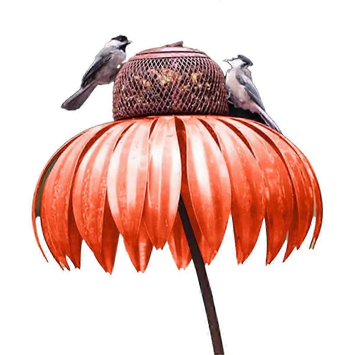 Foderflaske med stativ udendørs have blomsterformet fuglefoder