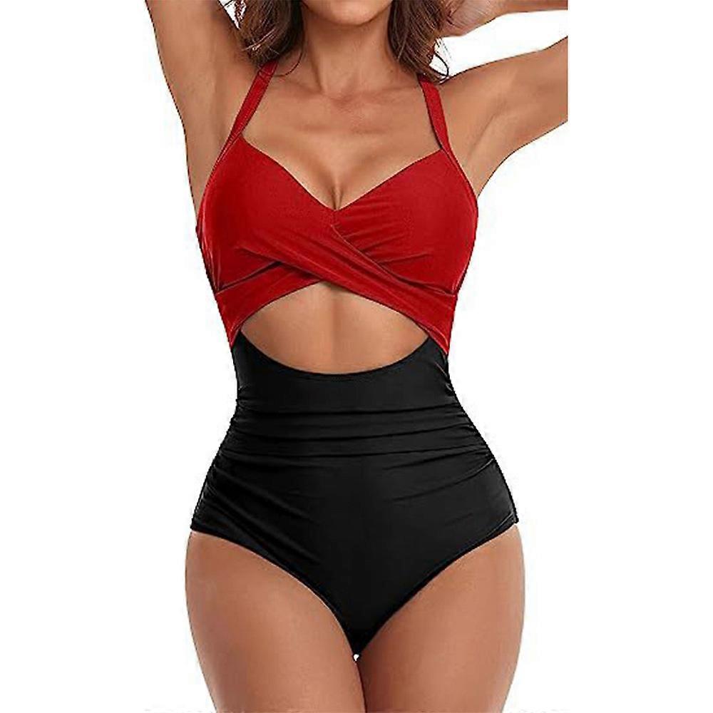 Maillots de bain pour femmes Color Block Twist Hollow Out Extensible Une Pièce Maillot De Bain Vêtements De Plage Tie Back Criss Cross Maillot De Bain
