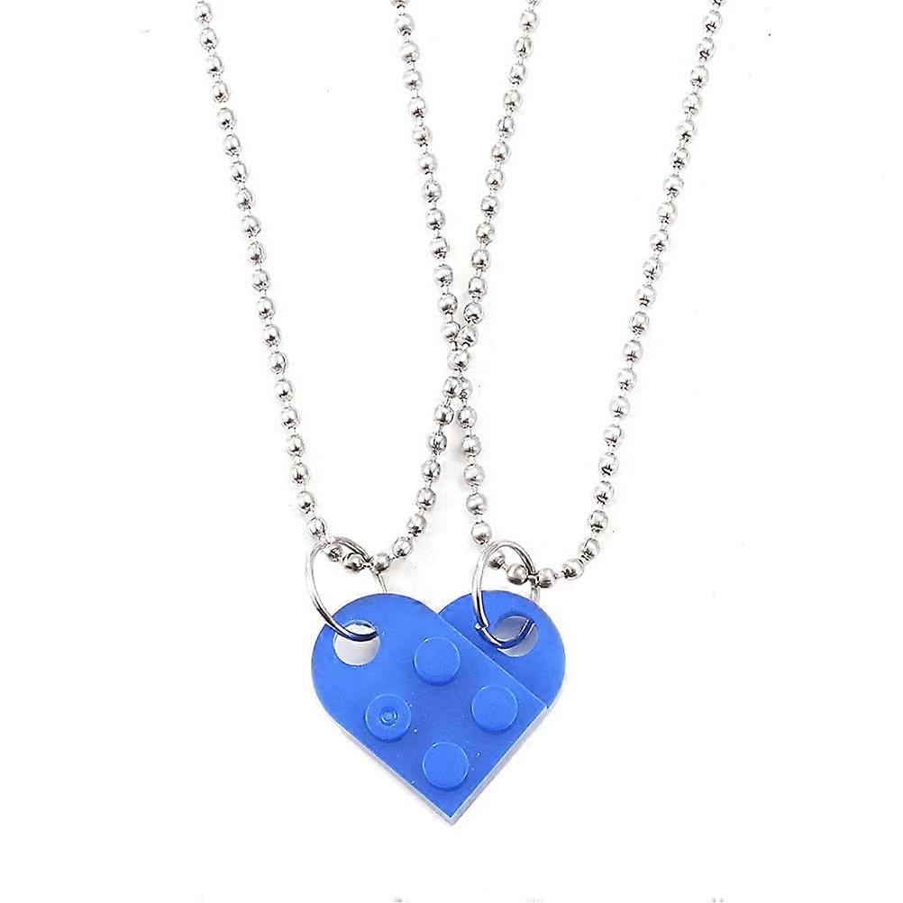 1 Paio di A Forma di Cuore Building Block Collana Mattoni Colorati Assemblato Pendente Charms Mattone Collana Gioielli Set