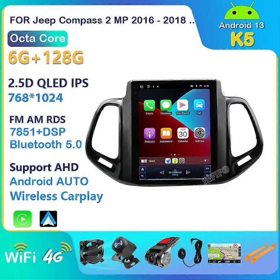Dla Jeep Compass 2 MP 2016 - 2019 Android 13 Odtwarzacz wideo Radio samochodowe Autoradio Multimedialna nawigacja GPS