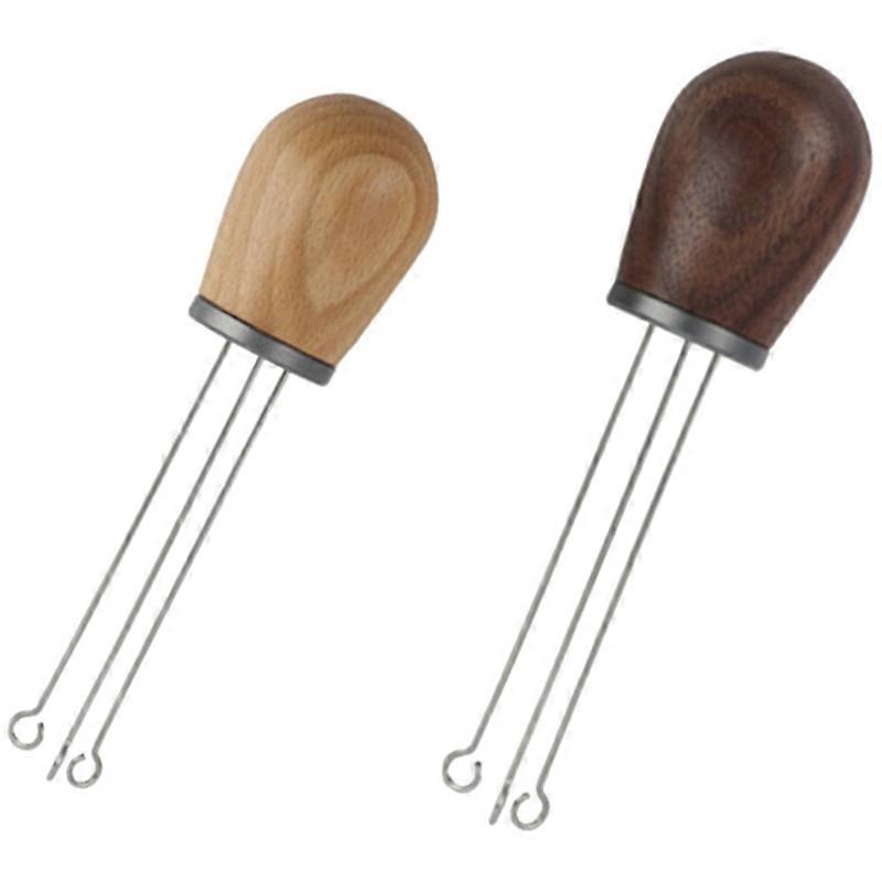 AD-2PCS Solid Wood Handle Needle Coffee Tamper,Coffee Tamper Distributor,Titanium-gray Walnut & Beech