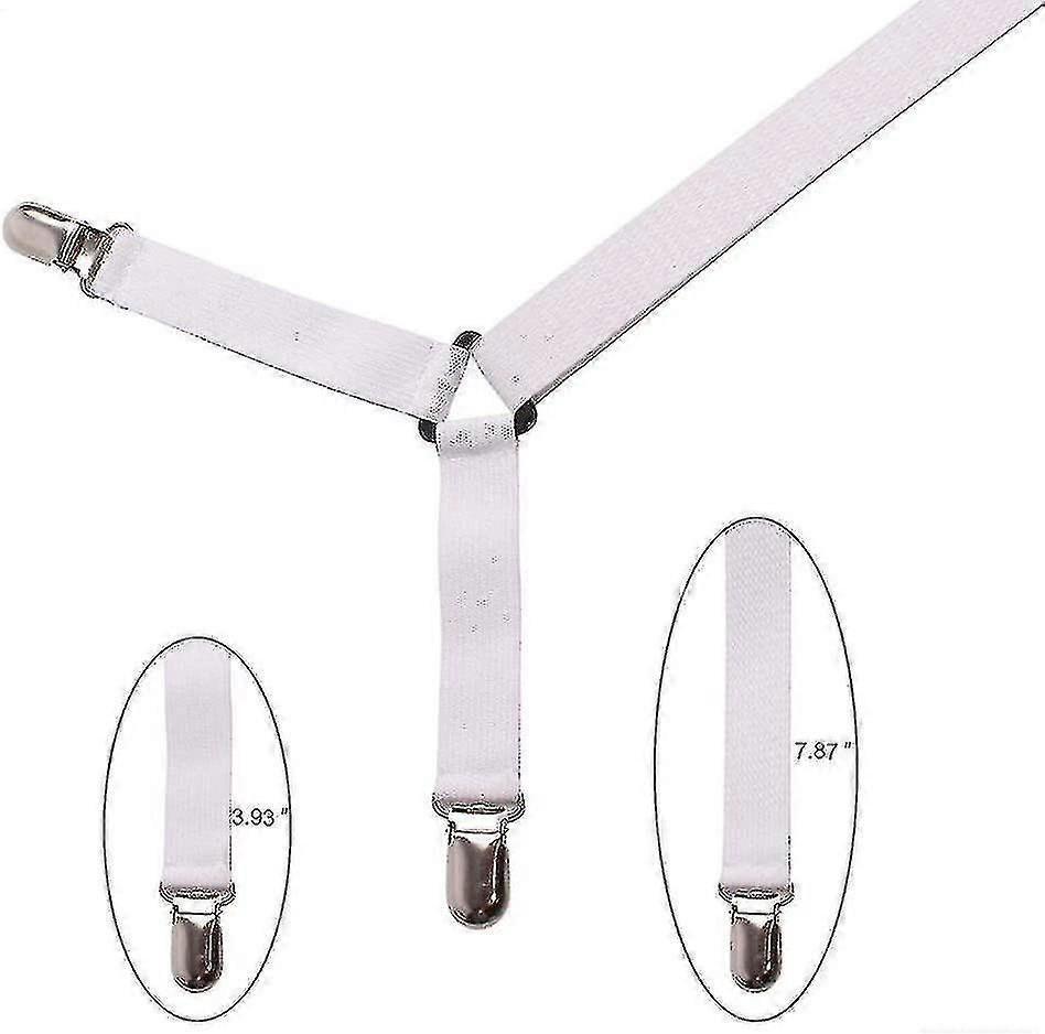 Triangle Bed Sheet Fastener Adjustable Holder Straps For A Smooth Mattress, Pack Of 4, White