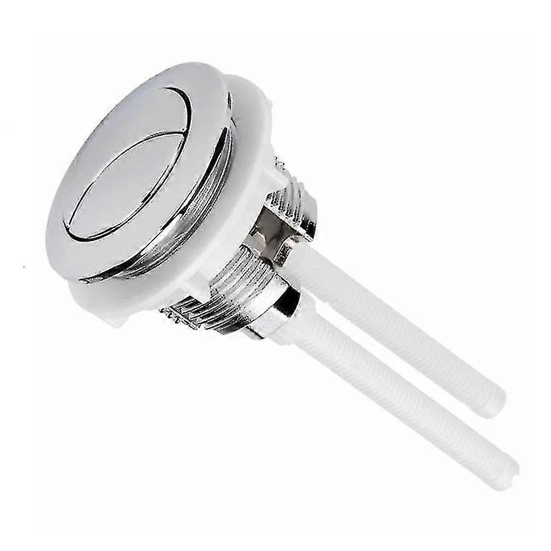 Toilet Tank Button - Single Piece, 38mm Size, ABS Material, Silver Color