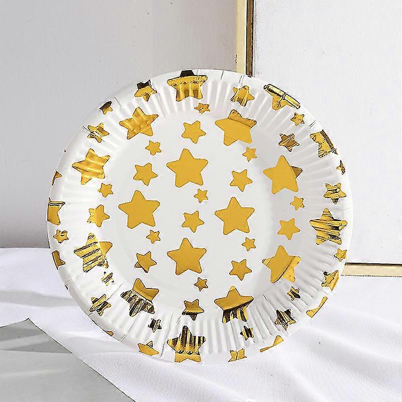 Yaju Paper Party Plates, White Gold Paper Plates , Paper Tableware Dishes Dinnerware Plates, Dessert Dishes, Party Supplies For Wedding Birthday Par
