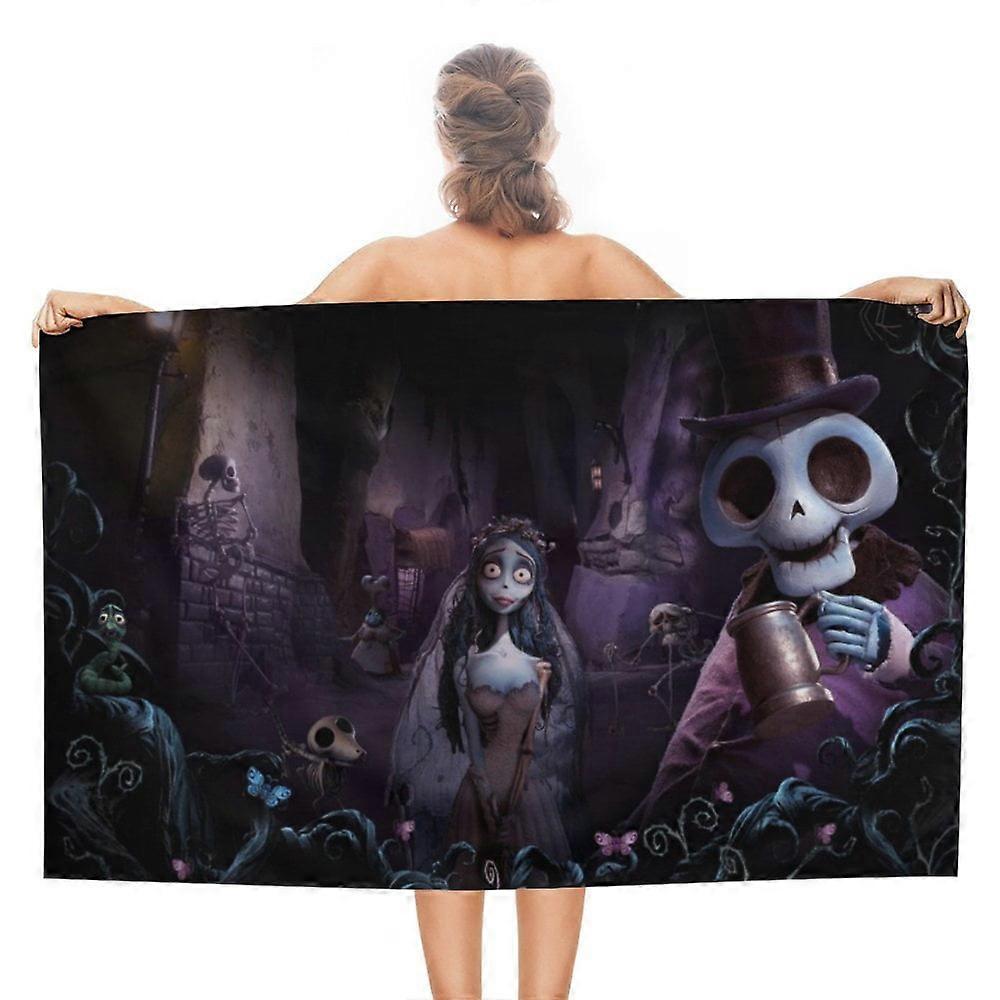 g691Corpse Bride Pattern Beach Towel Microfiber Soft Absorbent Quick-Dry Bath Towels wrzd691
