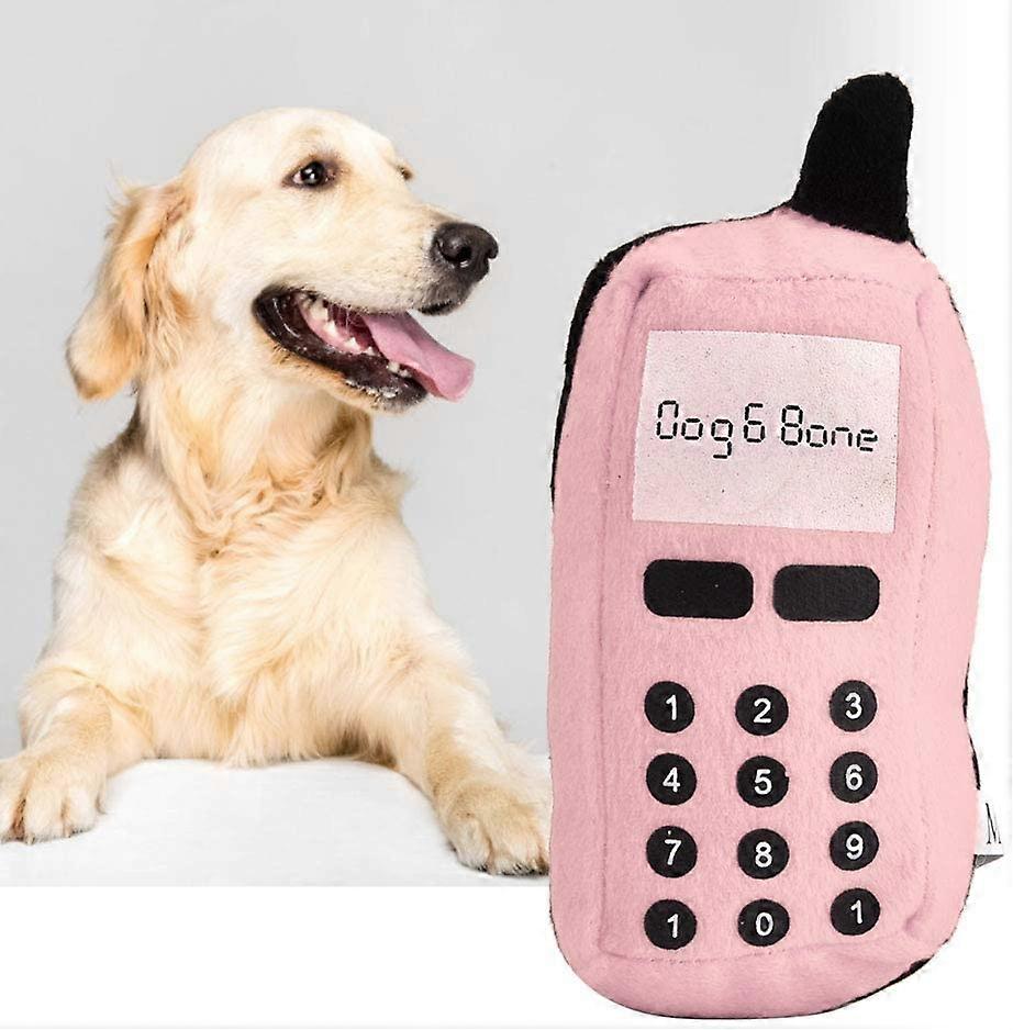 Pet Chew Toy, Mobile Phone Plush Dogs Cats Probing Chew Toy Interactive Dog Chew Toy Tear Resistant(Pink)
