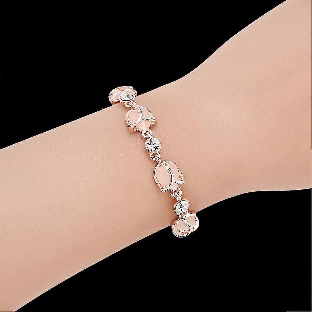 Delicate Alloy Rhinestone Opal Bracelet Bangle 50mm Diameter