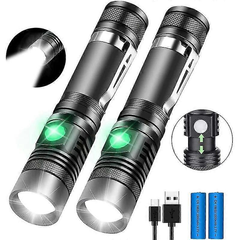 Rechargeable Flashlight, Pocket-sized Torch With Super Bright 1200 Lumens T6 Led, Water Resistant, Zoomable, Led Tactical Flashlights With Clip, 4 Mod