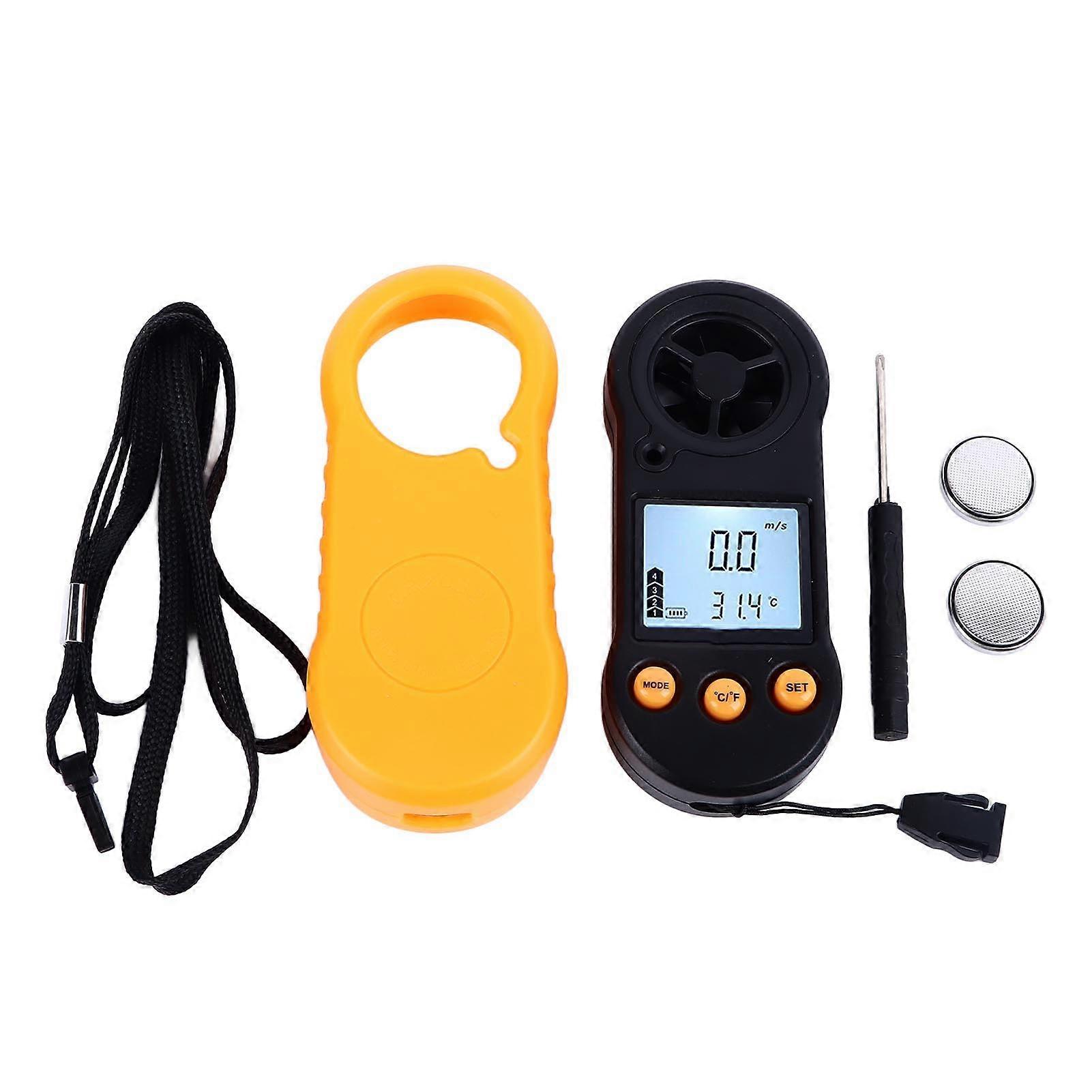 Digital Anemometer LCD Screen Handheld Wind Speed Meter Wind Temperature Gauge Built in Battery