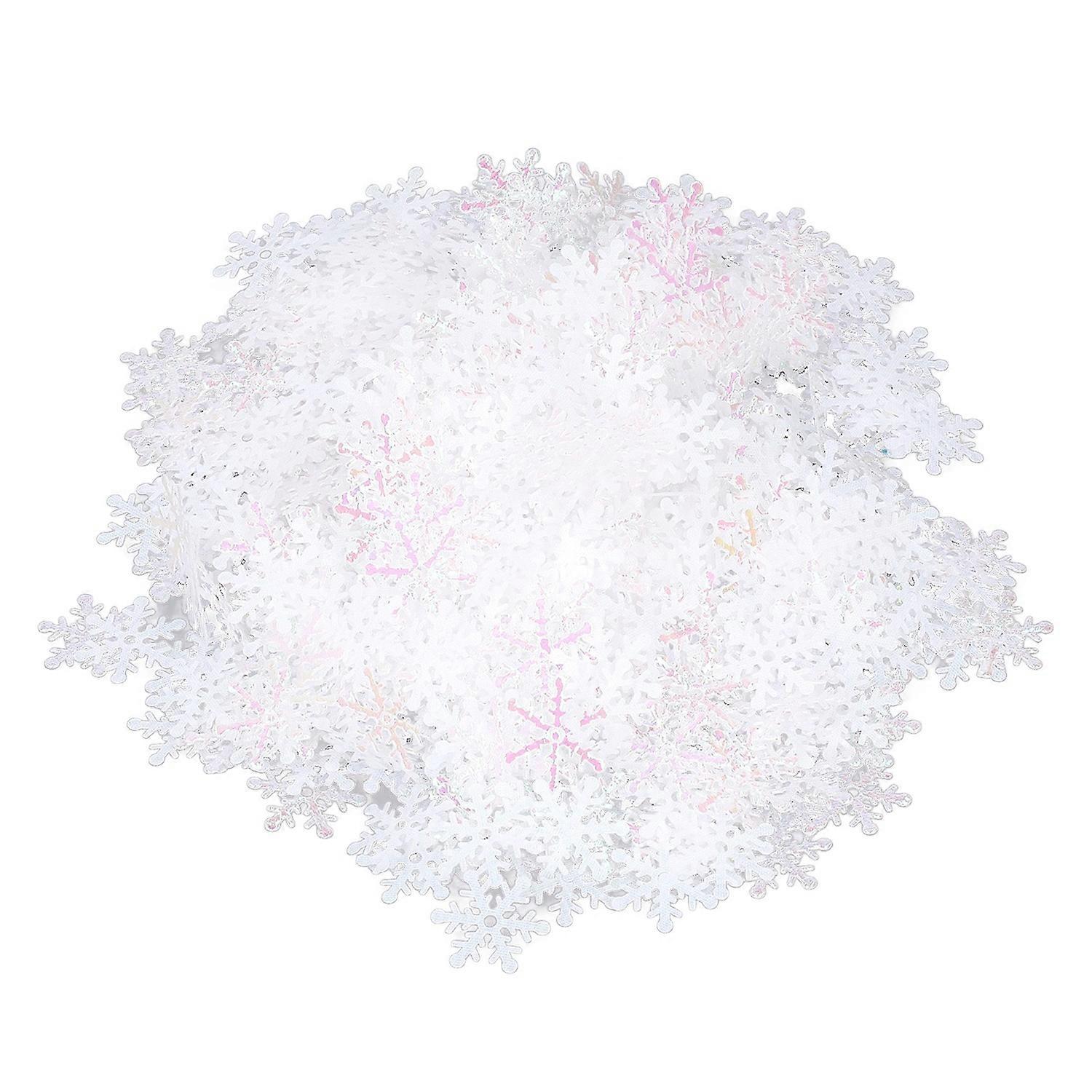 1000Pcs Snowflake Confetti 0.9in Vibrant Color Reusable Plastic Multi Purpose Christmas Confetti for