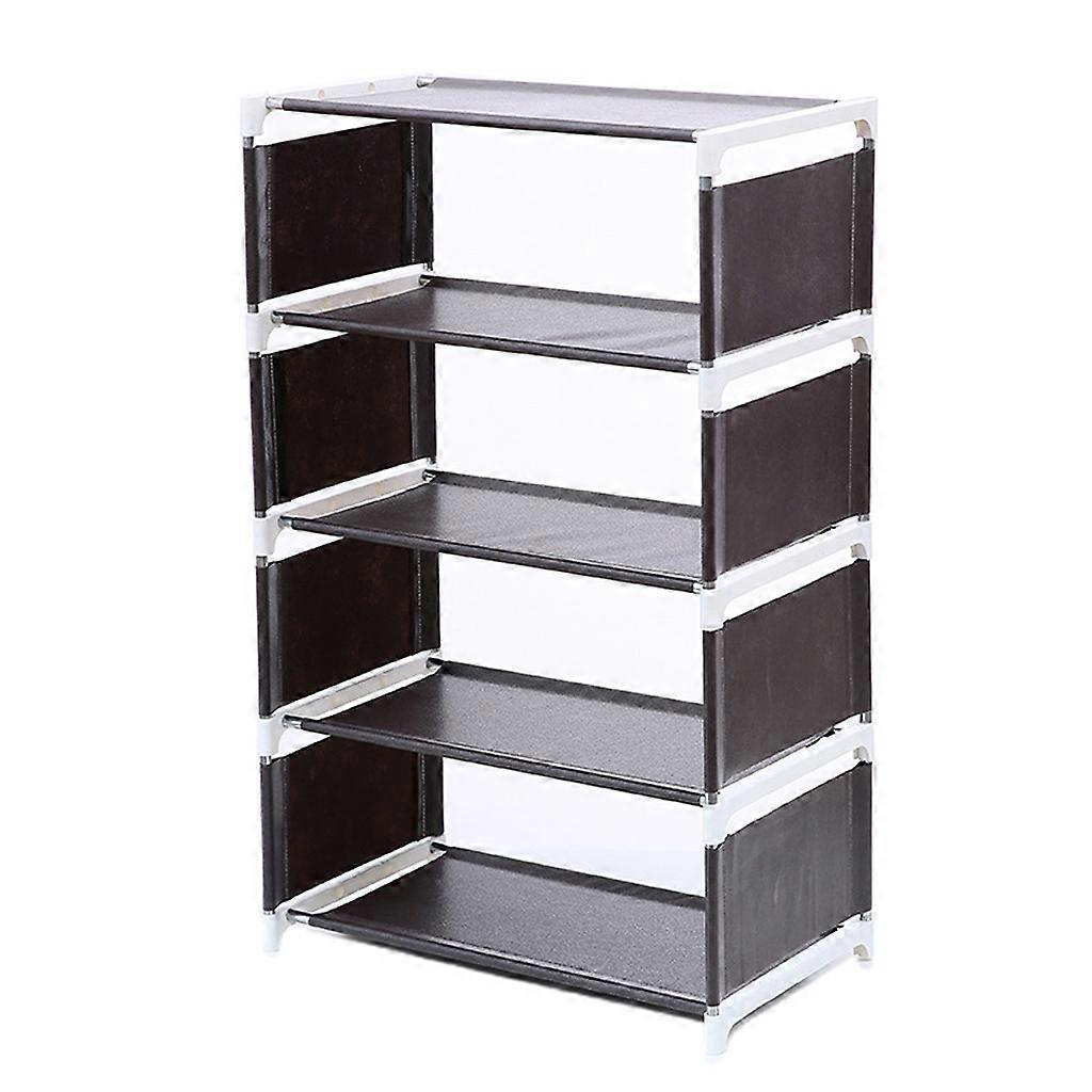 4/5 Layers Non-Woven Free-Standing Shoe Rack Dustproof DIY Stand Shelf Organizer  brown